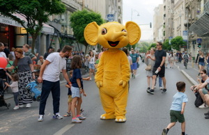 People recreation on a pedestrian street